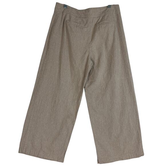Gibson Latimer Linen Blend Wide Leg Women's Pants Tan White Stripe Size 8 - Picture 2 of 9